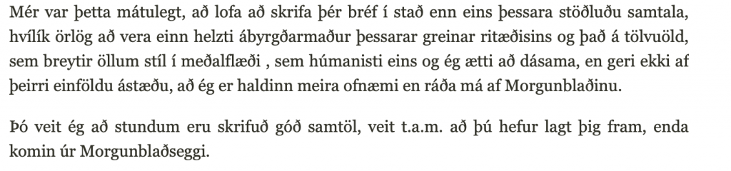 Bréf Matthíasar Johannessen til Herdísar 1986