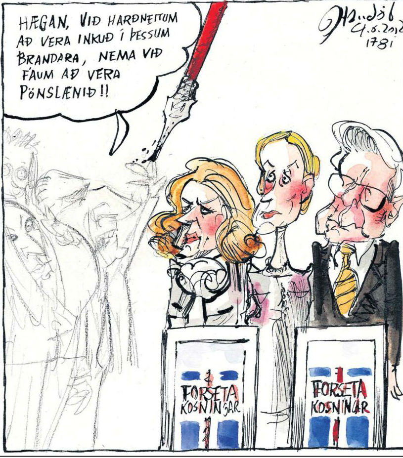 Skopmynd í Fréttablaðinu um fund í Hörpu