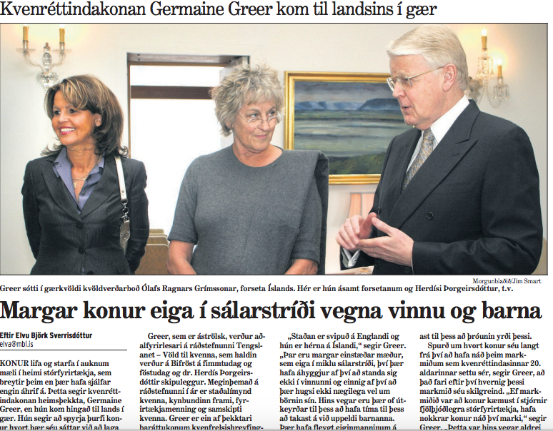 Heimsókn Germaine Greer til Íslands