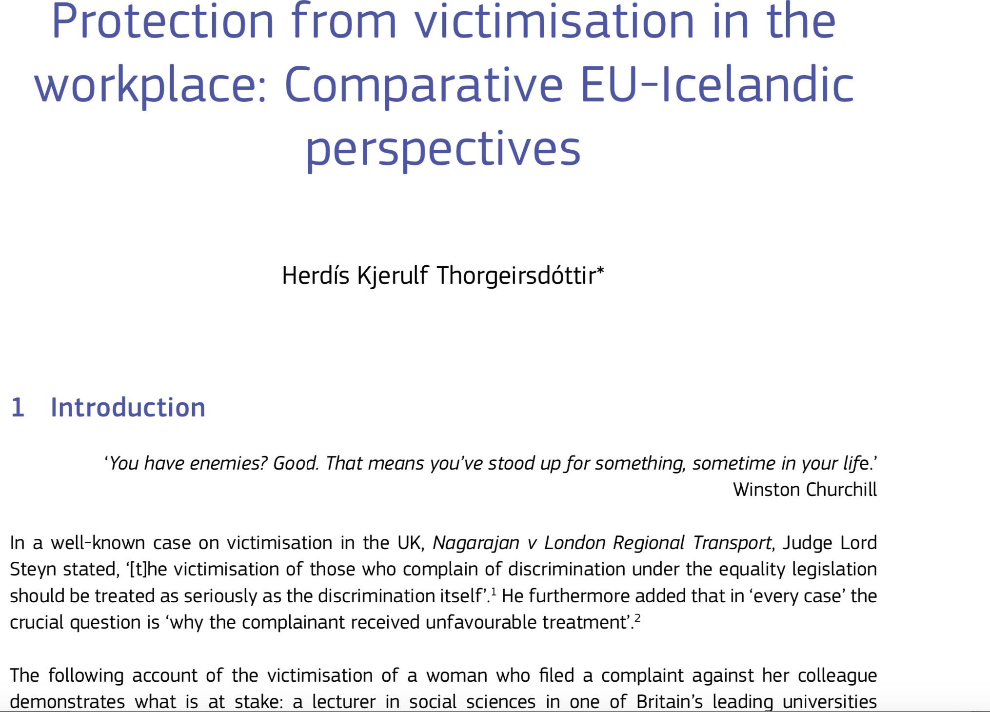 European Equality Law Review: Hefnd með einelti