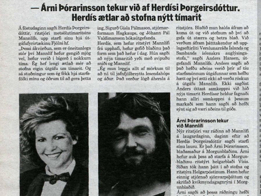 Herdís hættir sem ritstjóri Mannlífs (frétt)